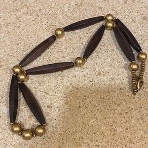 Cold water creek wood and brass bead necklace
